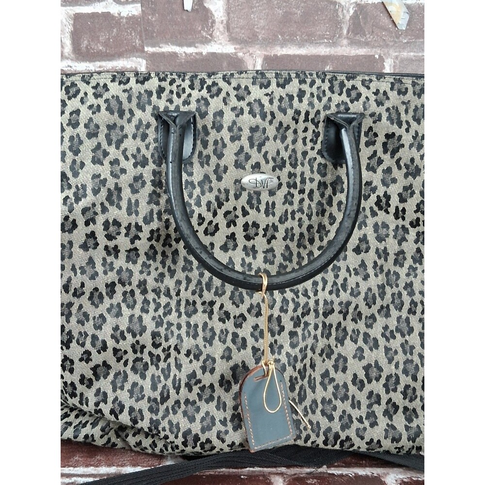 Vintage Diane Von Furstenberg DVF Animal Print Weekender Travel Bag Tote Texture